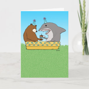 Funny Beer and Shark Birthday Card Kaart