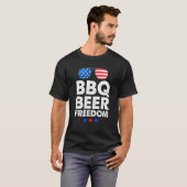 Funny Beer BBQ Freedom Tee Shirt Mannen Amerikaans (Voorkant volledig)