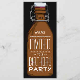 Funny Beer Bottle Birthday Party Invitation Kaart