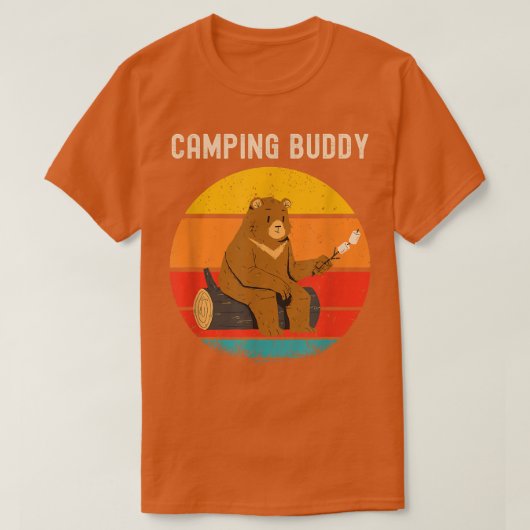 Funny Beer Camping Buddy Retro  Sunset T-shirt (Design voorkant)