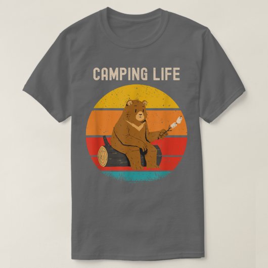 Funny Beer Camping Retro  Sunset T-shirt (Design voorkant)