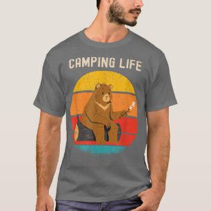Funny Beer Camping Retro Sunset T-shirt