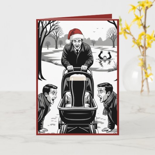 Funny beer Christmas Kaart (Gele Bloem)