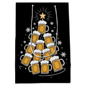 Funny Beer Christmas Tree Holiday Drinking Medium Cadeauzakje (Achterkant)
