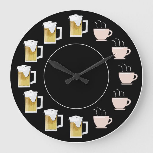 Funny Beer & Coffee Clock  Grote Klok (Voorkant)