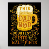 Funny Beer Dad Bod Fathers Humoureus Antiek Poster (Voorkant)