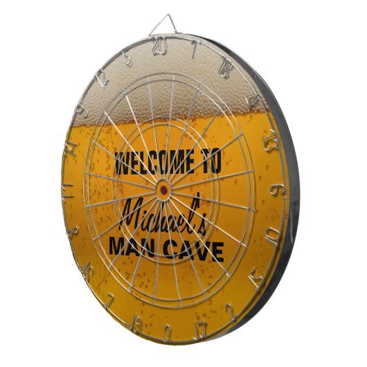 Funny Beer, dart board met de titel "man grot" Dartbord (Voorkant Rechts)