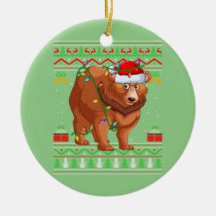 Funny Beer Dierenvriend Matching Ugly Grizzly Beer Keramisch Ornament