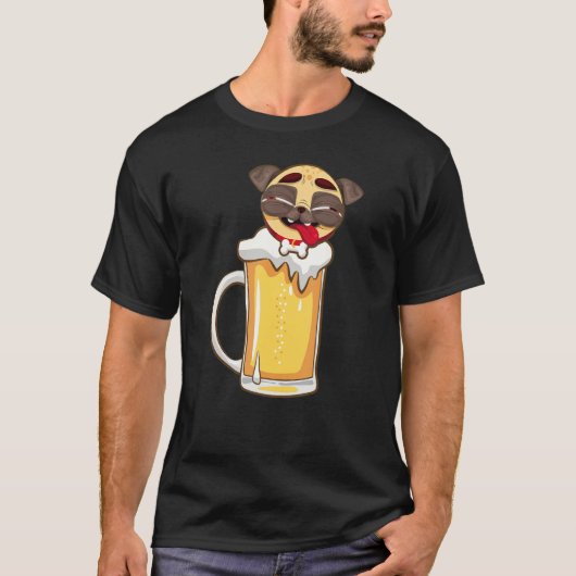 Funny Beer Dog Eigenaar Pug Beer Pitcher Drink Ga T-shirt (Voorkant)