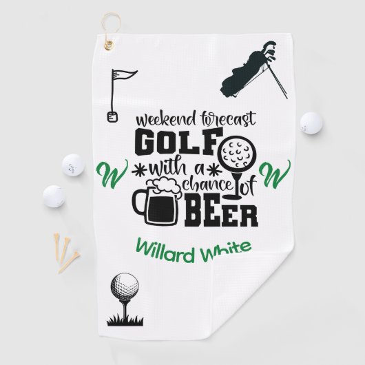 Funny Beer Drink Monogram Genaamd Golfhanddoek (Insitu)