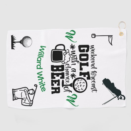 Funny Beer Drink Monogram Genaamd Golfhanddoek (Horizontaal)