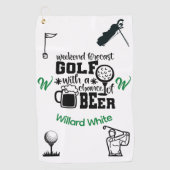 Funny Beer Drink Monogram Genaamd Golfhanddoek (Voorkant)