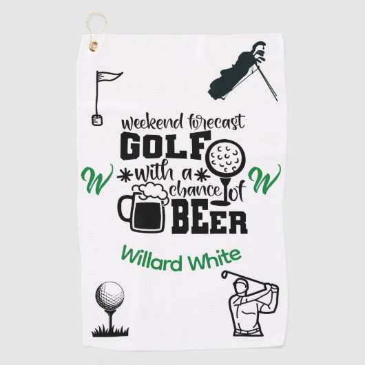 Funny Beer Drink Monogram Genaamd Golfhanddoek (Voorkant)