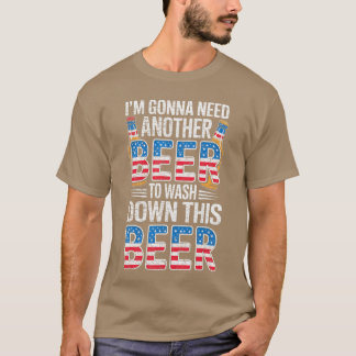 Funny Beer Drinking USA Flag 4th of July Retro Men T-shirt