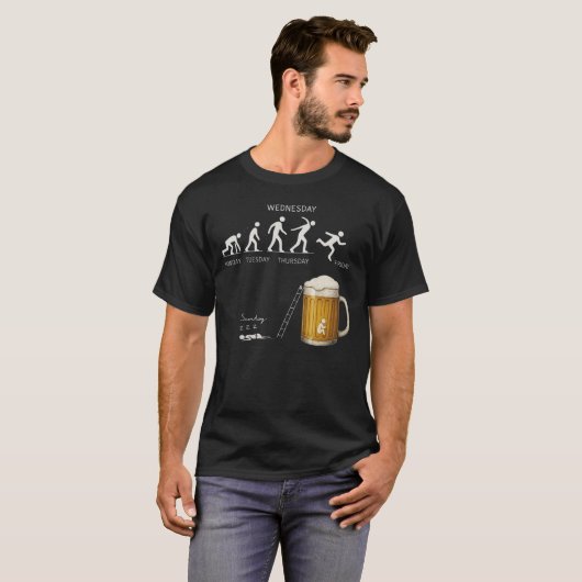 Funny Beer Evolution Workweek Drinking Humor  T-shirt (Voorkant volledig)
