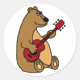 Funny Beer gitaar spelen Ronde Sticker