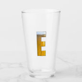 Funny Beer Head Monogram Initiaal Letter E Glas (Voorkant)