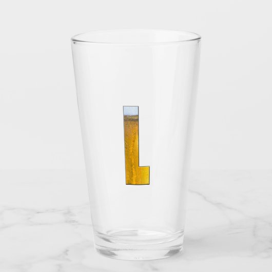 Funny Beer Head Monogram Initiaal Letter L Glas (Voorkant)