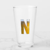 Funny Beer Head Monogram Initiaal Letter N Glas (Voorkant)