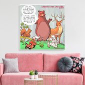 Funny Beer in Bossen Climate Change Cartoon Canvas Afdruk (Insitu (Woonkamer))