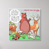 Funny Beer in Bossen Climate Change Cartoon Canvas Afdruk (Voorkant)