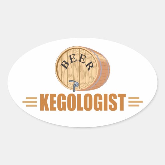 Funny Beer Keg Ovale Sticker (Voorkant)