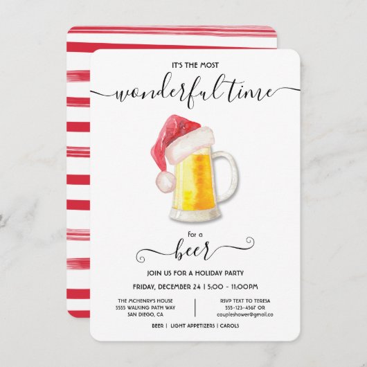 Funny Beer-kerstfeestdag uitnodiging (Voorkant / Achterkant)
