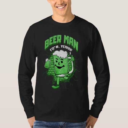 Funny Beer Man met bier Drink br T-shirt (Voorkant)