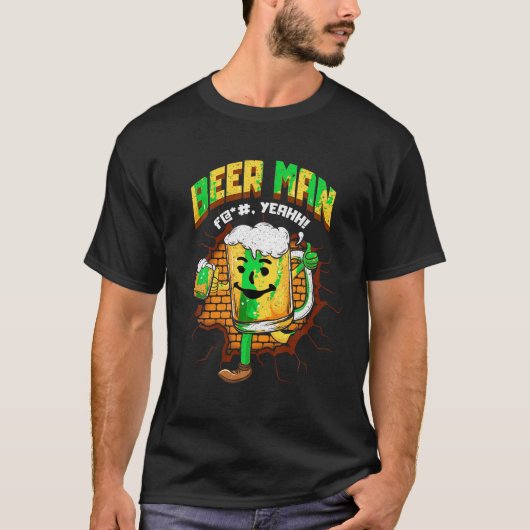 Funny Beer Man met Bierglas Alcohol Drink Br T-shirt (Voorkant)