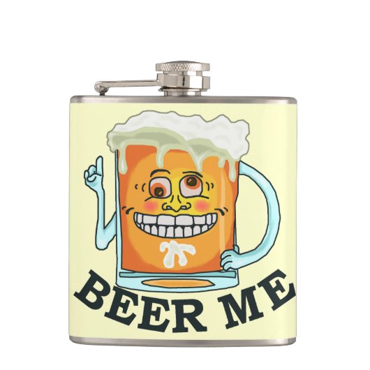 Funny Beer me Cartoon Tekening Heupfles (Voorkant)