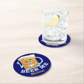 Funny Beer Me Grinning Cartoon Aangepaste naam Ronde Kartonnen Onderzetter (Insitu)