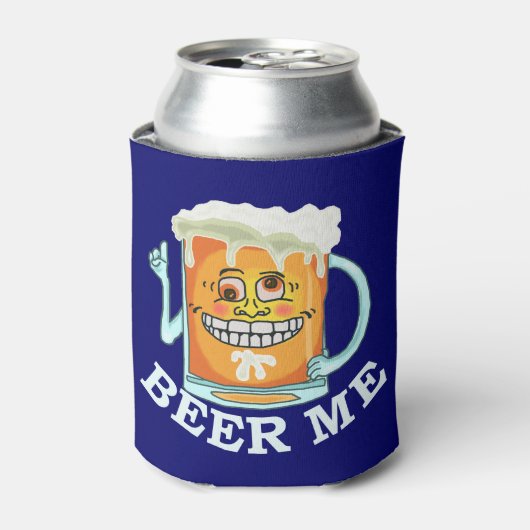 Funny Beer Me Grinning Cartoon Mok Blikjeskoeler (Blikje Voorkant)