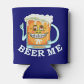 Funny Beer Me Grinning Cartoon Mok Blikjeskoeler (Achterkant)