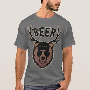 Funny Beer met Deer Antlers Beer Graphic Premium  T-shirt