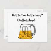 Funny Beer Mok Glass half volledig of half leeg Briefkaart (Voorkant / Achterkant)