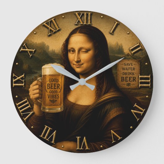 Funny Beer Mona Lisa Grote Klok (Voorkant)
