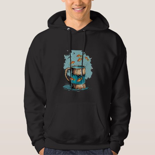 Funny Beer Mug with Fish Hoodie (Voorkant)