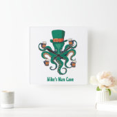 Funny Beer Octopus| Uw voornaam Man Cave Vierkante Klok (Huis)