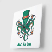 Funny Beer Octopus| Uw voornaam Man Cave Vierkante Klok (Hoek)