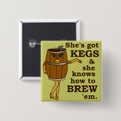 Funny Beer of Wine Brewery Vierkante Button 5,1 Cm (Voorkant /achterkant)