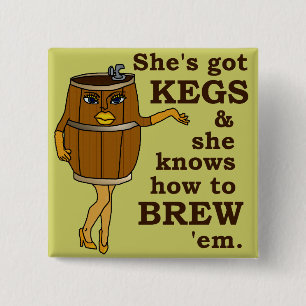 Funny Beer of Wine Brewery Vierkante Button 5,1 Cm