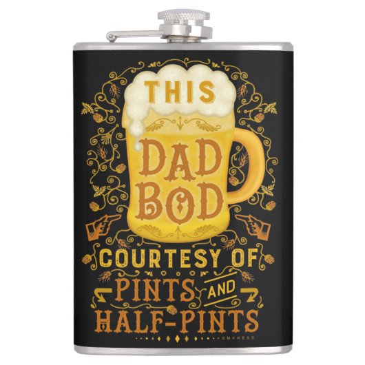 Funny Beer Papa Bod Humor Vaders Dag  Heupfles (Voorkant)