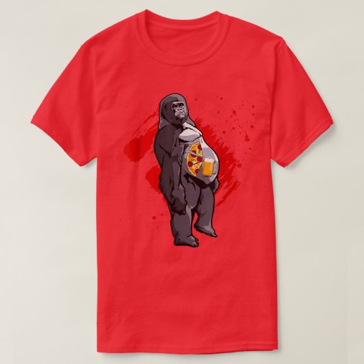 Funny Beer Pizza Monkey T-shirt (Design voorkant)
