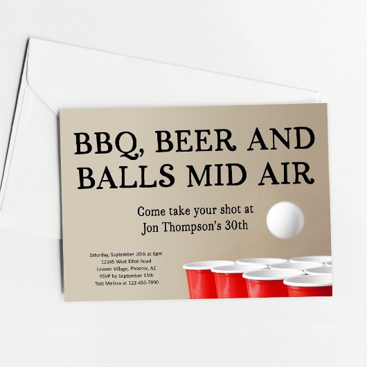 Funny Beer Pong BBQ Birthday Bachelor Party Kaart