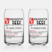 Funny Beer Prescription Personalised Name Beer Blikvorm Glas (Voorkant)