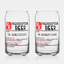 Funny Beer Prescription Personalised Name Beer Blikvorm Glas