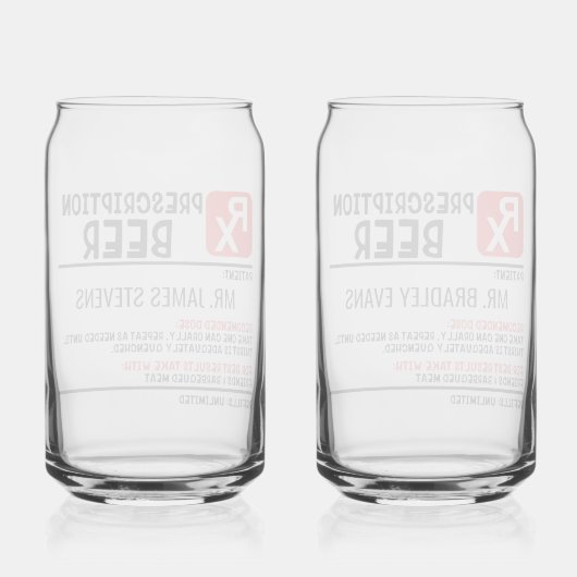 Funny Beer Prescription Personalised Name Beer Blikvorm Glas (Achterkant)