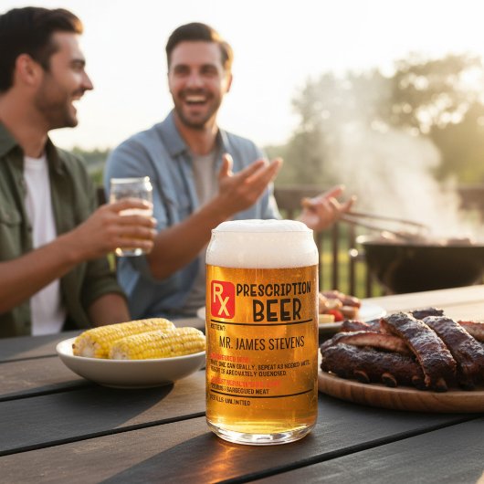 Funny Beer Prescription Personalised Name Beer Blikvorm Glas