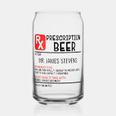 Funny Beer Prescription Personalised Name Beer Blikvorm Glas (Voorkant)
