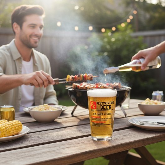 Funny Beer Prescription Personalised Name Beer Glas